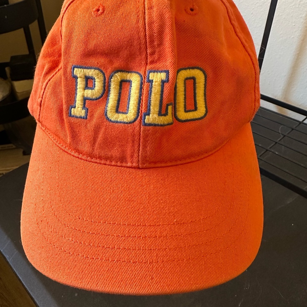 Ralph Lauren Orange Polo Embroidered Cap with Yellow Logo